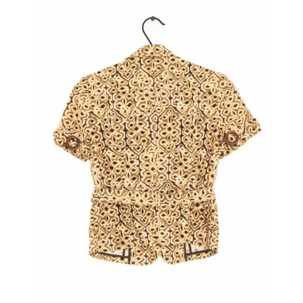 Banana Republic Tan Brown Short Sleeve Safari Print Jacket Size 0   8 374 - Picture 10 of 11